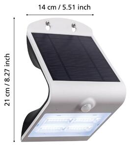 Solárne LED nástenné svetlo Lamozzo, biela, výška 21 cm, senzor, Biela / opálová, Plast, Moderný, Solárne svietidlá
