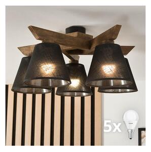 Brilagi - LED Prisadený luster ANTHONY 5xE14/40W/230V dub orech/čierna