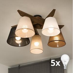 Brilagi - LED Prisadený luster ANTHONY 5xE14/40W/230V dub orech