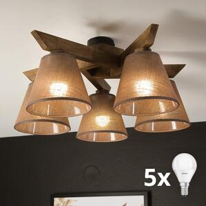 Brilagi - LED Prisadený luster ANTHONY 5xE14/40W/230V dub orech/hnedá