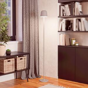 LED záhradná lampa na batériu Mannera-L, sivá, výška 140 cm, kovová, Hliník / sivá / zinok, Hliník, Moderný, Stojaca lampa