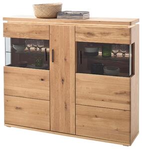 VYSOKÁ KOMODA, trámový dub, farba duba, 150/128/37 cm Linea Natura - Obývacie zostavy
