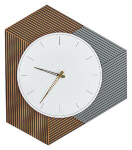 Nástenné hodiny biela sivá oranžová MDF kov 52 x 60 cm dizajn bez čísel nepravidelný tvar obývacia izba doplnky