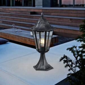 Stojaca lampa Navedo, čierna/strieborná, výška 47 cm, Čierna, Hliník, Starožitný, Vonkajčie stĺpové osvetlenie