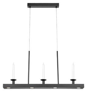 LED závesné svietidlo Dining, čierne, dĺžka 82 cm, železo, stmievateľné., Čierna, Obývacia izba / jedáleň, kov, Závesné svietidlo