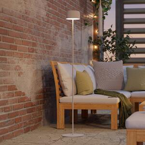 Solárna LED lampa na terasu Roccanova-L, biela, výška 120 cm, Biela / opálová, kov, Moderný, Solárne svietidlá