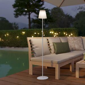 Solárna LED lampa na terasu Scordiano-L, biela, výška 120 cm, Biela / opálová, kov, Moderný, Solárne svietidlá