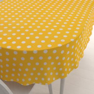 Biante Bavlnený oválny obrus Sandra SA-598 Biele bodky na žltom 50x100 cm