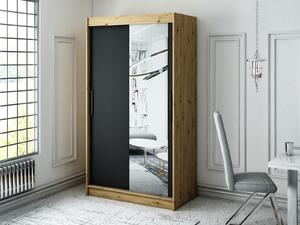 Šatníková skriňa s posuvnými dverami LURDES 3 - šírka 120 cm, dub artisan / čierna