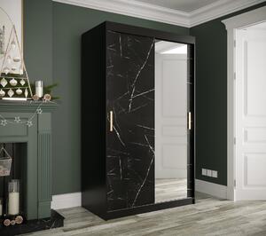 Zrkadlová skriňa s posuvnými dverami MAREILLE 3 - šírka 120 cm, čierna / čierny mramor