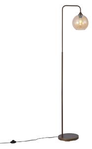Stojacia lampa Art Deco tmavý bronz s jantárovým sklom - Sandra