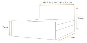 Čalúnená posteľ ZOE LUX - 140x200, čierna + topper ZDARMA