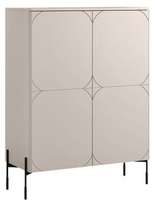 Vysoká komoda Sonatia 120 cm s dvoma dverami a dvoma skrytými zásuvkami - kasmír
