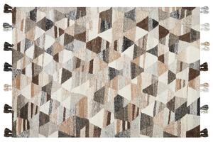 Kelímový koberec viacfarebný vlna a bavlna 160 x 230 cm ručne tkaný boho patchwork vzor so strapcami