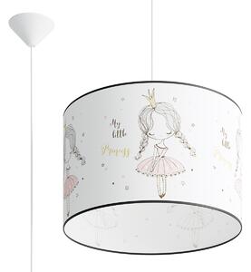Detské závesné svietidlo Princess, 1x plastové tienidlo so vzorom, (fi 40cm)