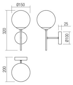 Redo 01-2942 - Nástenné svietidlo MUNDI 1xE14/28W/230V meď/dymové