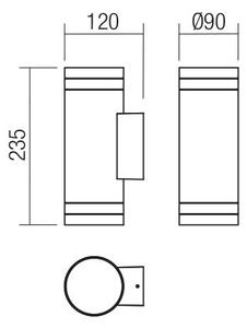 Redo 90518 - Vonkajšie nástenné svietidlo CARGO 2xGU10/28W/230V IP54 antracit