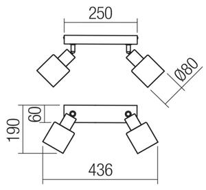 Redo 01-3985 - Bodové svietidlo ROTIS 2xE14/15W/230V