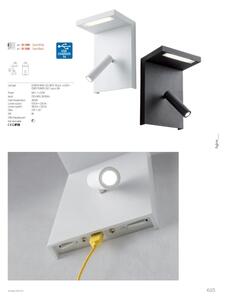 Redo 01-1500 - LED Nástenné bodové svietidlo AGOS LED/6W/230V +LED/3,2W USB čierna