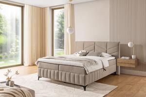Boxspring posteľ Penia 160x200 s úložným priestorom - béžový hydrofóbny velúr Element 6