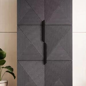 Skriňa Asha 100 cm - artisan / rivier stone mat / čierne úchytky