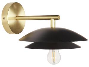Nástenná lampa čierna zlatá kovová 22 x 29 x 14 cm kužeľovité tienidlo dekoratívne osvetlenie moderný glamour štýl