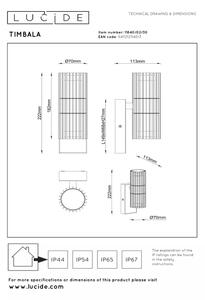 Lucide 11840/02/30 - Vonkajšie nástenné svietidlo TIMBALA 2xGU10/7W/230V IP44
