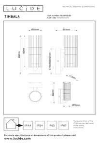 Lucide 11839/02/30 - Vonkajšie nástenné svietidlo so senzorom TIMBALA 2xGU10/7W/230V IP44