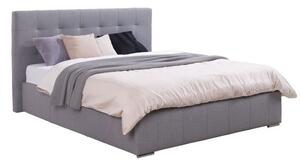Manželská posteľ s úložným priestorom a roštom 160x200 MELDORF - biela eko koža