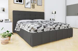 Manželská posteľ s úložným priestorom a roštom 140x200 MELDORF - šedá eko koža
