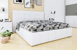 Manželská posteľ s roštom 160x200 MELDORF - biela eko koža