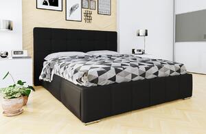 Manželská posteľ s úložným priestorom a roštom 180x200 MELDORF - čierna eko koža