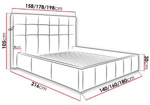 Manželská posteľ s úložným priestorom a roštom 160x200 MELDORF - biela eko koža