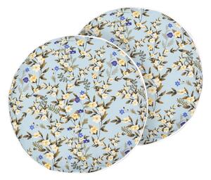 Sada 2 záhradných vankúšov modrá polyester ⌀ 40 cm okrúhla kvetinový vzor dekoračný vankúš záhrada terasa