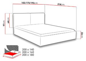 Čalúnená manželská posteľ 160x200 WILSTER - šedá