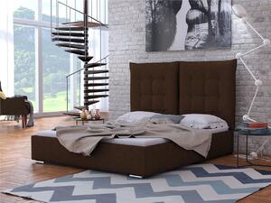 Čalúnená posteľ s vysokým čelom a úložným priestorom 160x200 DASSOW - hnedá