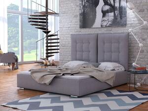 Čalúnená posteľ s vysokým čelom a úložným priestorom 180x200 DASSOW - šedá