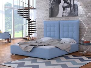 Čalúnená posteľ s vysokým sklápacím čelom 140x200 DASSOW - modrá