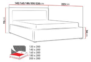 Manželská posteľ s roštom 140x200 PALIGEN 2 - béžová