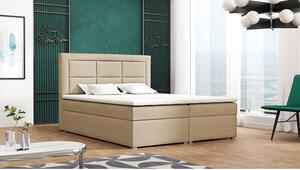 Boxspringová manželská posteľ s úložným priestorom 140x200 PALIGEN 1 - béžová + topper ZDARMA