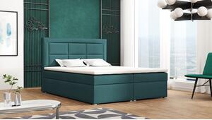 Boxspringová manželská posteľ s úložným priestorom 180x200 PALIGEN 1 - modrá + topper ZDARMA