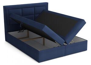 Boxspringová manželská posteľ s úložným priestorom 160x200 PALIGEN 1 - tmavá modrá + topper ZDARMA