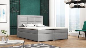Boxspringová manželská posteľ s úložným priestorom 140x200 PALIGEN 1 - svetlá šedá + topper ZDARMA