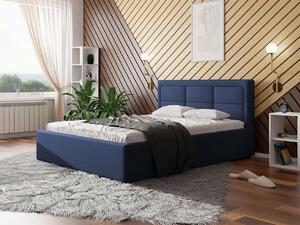 Manželská posteľ s úložným priestorom a roštom 140x200 PALIGEN 2 - tmavá modrá