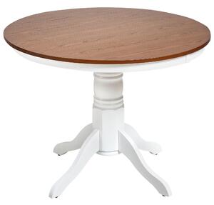 Jedálenský stôl hnedý jaseň dyha kaučukové drevo MDF ø 100 cm okrúhly vintage vidiecky štýl