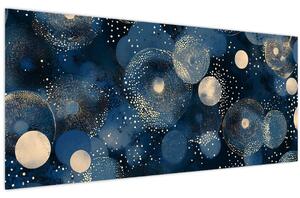 Obraz - Modro-zlaté krúžky (120x50 cm)