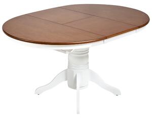 Rozkladací jedálenský stôl hnedý jaseň dyha kaučukové drevo MDF 106/150 cm okrúhly vintage vidiecky štýl