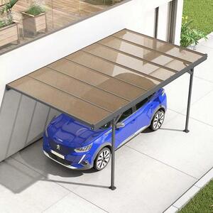 ForGarden CP-2L plochá strecha pergola krytý prístrešok pre jedno auto antracit 298 cm x 496 cm