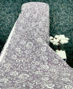 Ervi bavlna - Krep š.240 cm - Kvety na baklažánovom č.26550-10, metráž