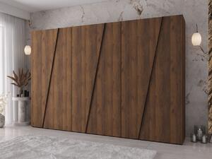 Mirjan24 Moderná skriňa Grelipt 300 cm, Farby: orech warmia / orech warmia + čierna 5903211531996